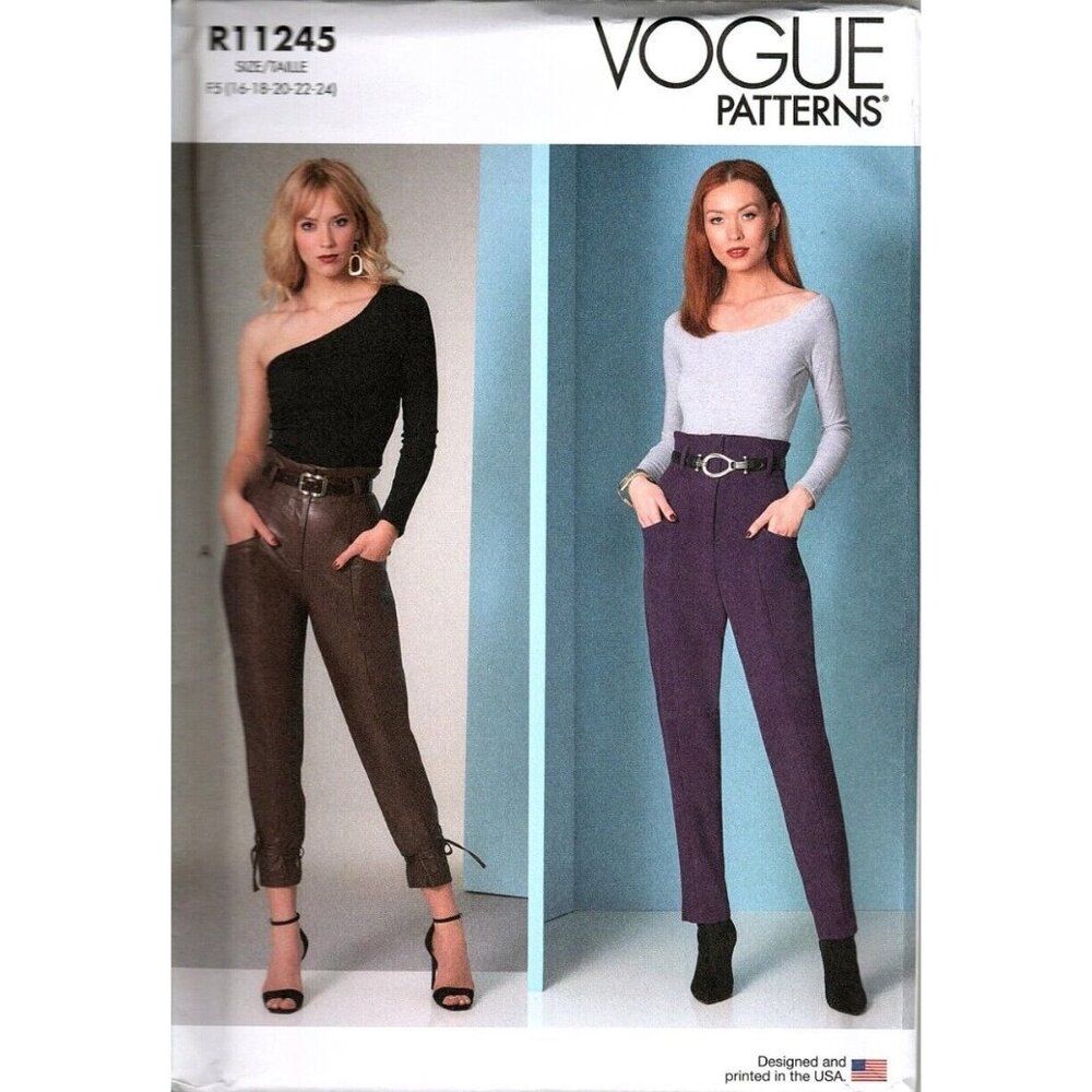 Vogue R11245 Misses or Petite 16 to 24 High Waisted Pants Uncut Sewing Pattern